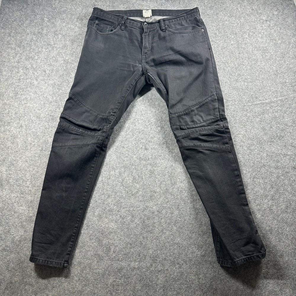 En Noir Gap Biker Jeans Mens 33x30 Black Moto Ribbed Knee Streetwear Denim